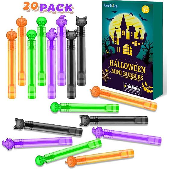 Halloween Treats Non Candy for Toddlers 20 PCS, Mini Bubble Wands Prizes Toys Gifts Bags for Kids, Small Halloween Birthday Classroom Party Basket 20 PCS