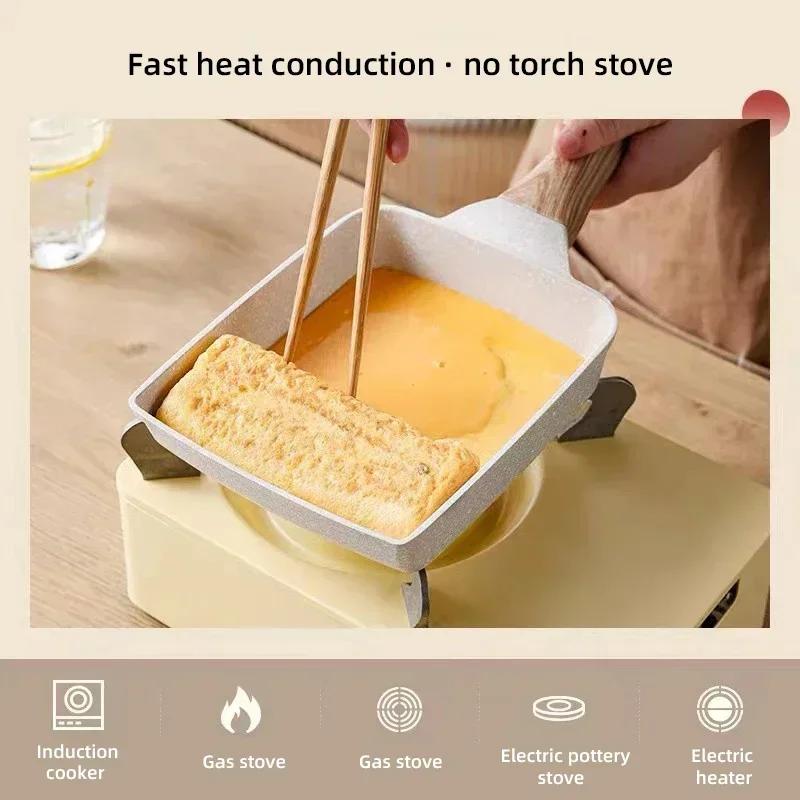 Breakfast Omelette Frying Pan Square Medical Stone Frying Pan Gas Stove Mini Pot Pancake Steak Frying Pan Silicone Spatulas