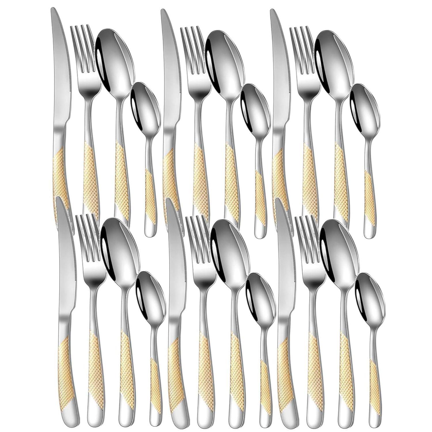 

Набор столовых приборов из нержавеющей стали с золотым покрытием зеркальной полировки - Медные столовые приборы Розовое золото