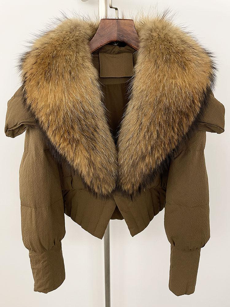 OFTBUY Down Jacket Women 2024 New Winter Natural Real Raccoon Fox Fur Collar Short White Duck Down Coat Thick Warm Casual Outerwear