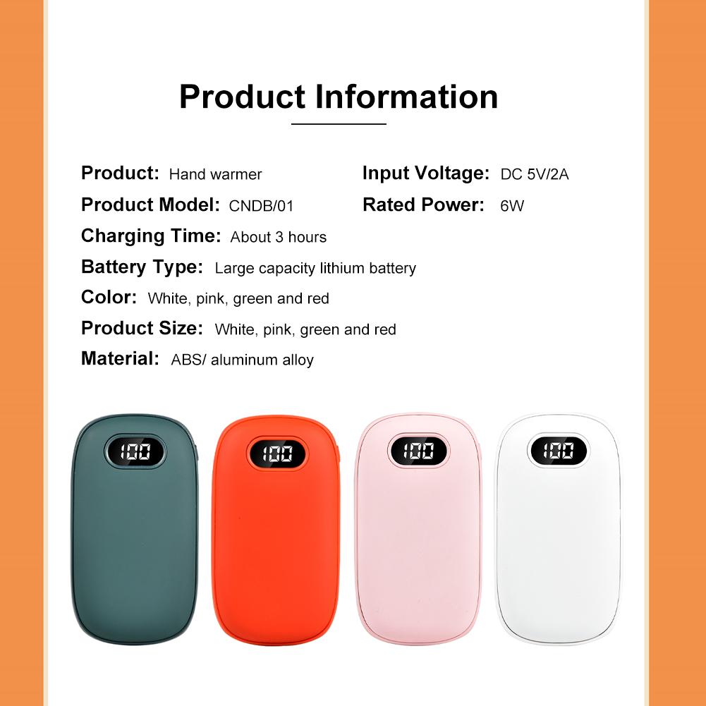 10000mah El Isıtıcısı Powerbank USB Şarj Edilebilir Mini El Isıtıcıları Dijital Ekranlı 2 Sıcaklık Seviyesi Seyahat Dış Mekan Kamp İçin