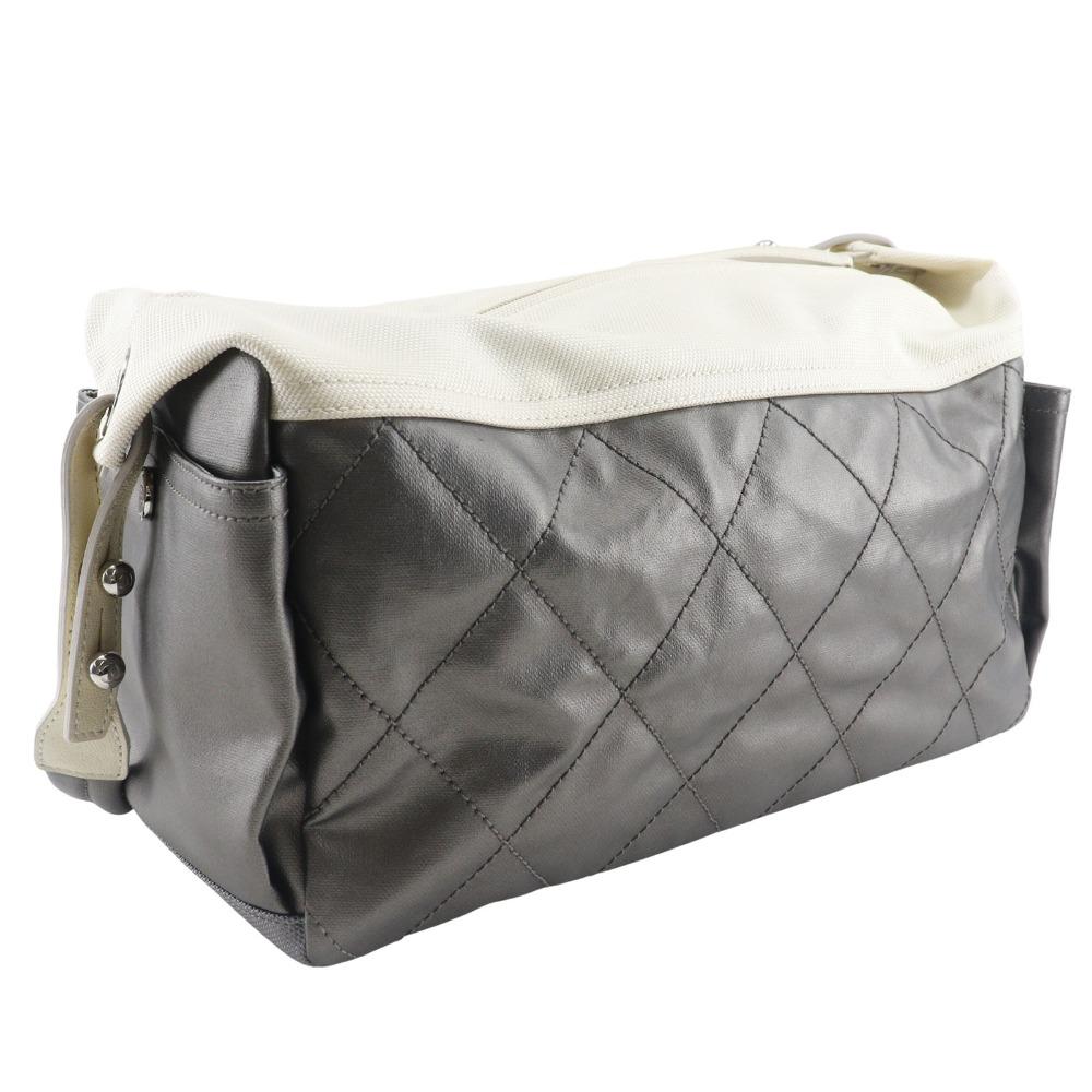 Chanel Paris Biarritz Shoulder Bag A34206 One Belt Matelasse Silver Coated Canvas Women Used