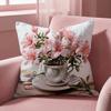 Painting Cup of Flowers Cushion Cover Multi-Scene Pillow Cover for Home & Car - Reversible, Soft & Durable for Daily Use