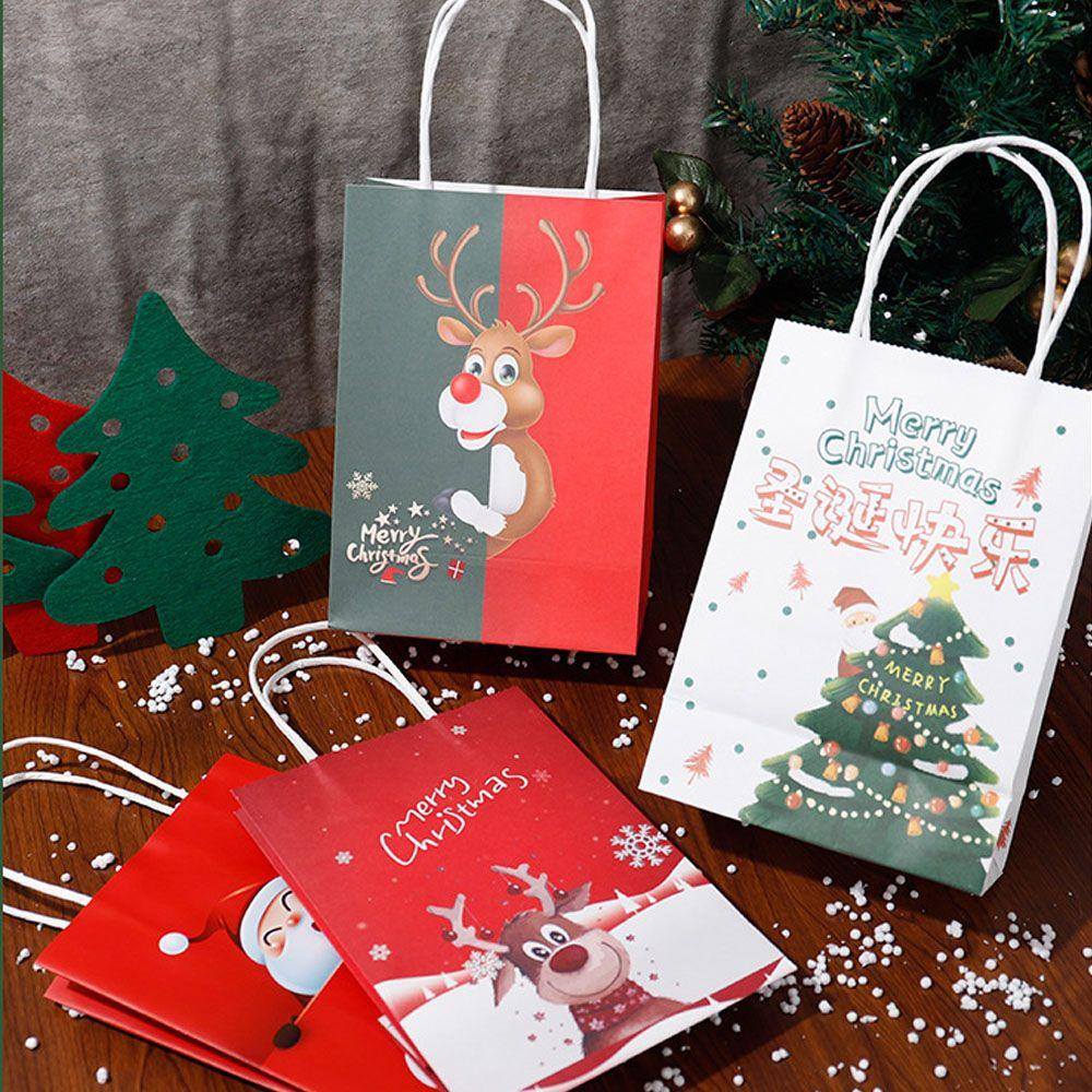 Bag Cookie Packaging Bags Cake Package Santa Claus Christmas Gift Bags Elk Kraft Paper Gift Box