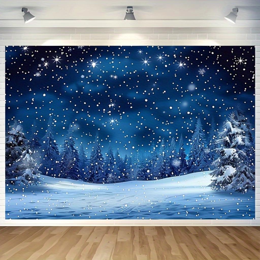 1Pcs Christmas Night Sky Pine Decoration Background Winter Backdrop Decorations For Photo Studio Photo Booth Christams Party