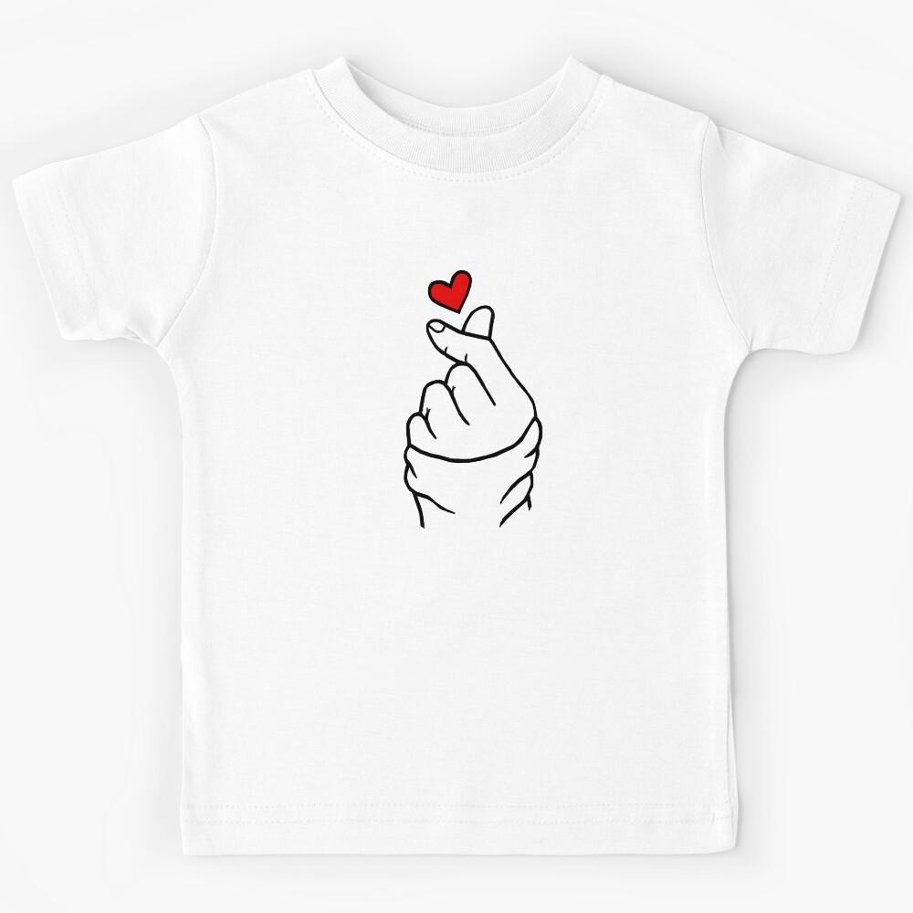 Cute and Soft of Finger Heart Kpop Design Kids T-Shirt 100