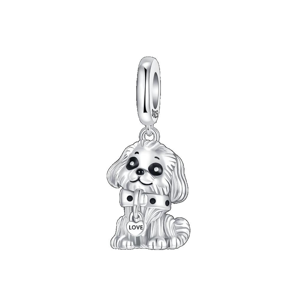 Copper Girl Holding Dog Charm Golden Retriever Beads Fit Original Bracelet Making Gift For Woman Jewelry Diy Fashion Pendant