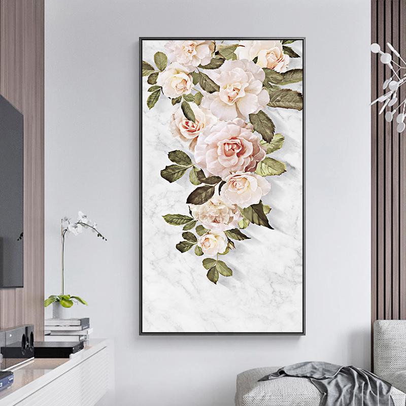 Nordic Frische Rosen Rosa Leinwand Malerei Weiß Poster Drucken Moderne Schönheit Dekor Wand Kunst Bilder für Wohnzimmer Schlafzimmer Gang