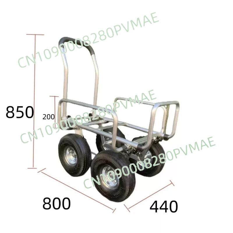Aluminum four-wheel multi-function silent flat-panel push tool cart household handling aluminum lightweight large wheel cart чёрный
