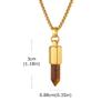Vnox Tiger Eye Black Agate Bullet Pendant Necklace for Men, Gold Sliver Color Stainless Steel Box Chain Necklaces Jewelry Gifts