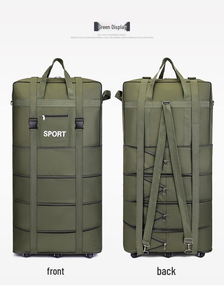 Foldable Aviation Checked Luggage: Extra Large Men's Wheeled Duffle Backpack