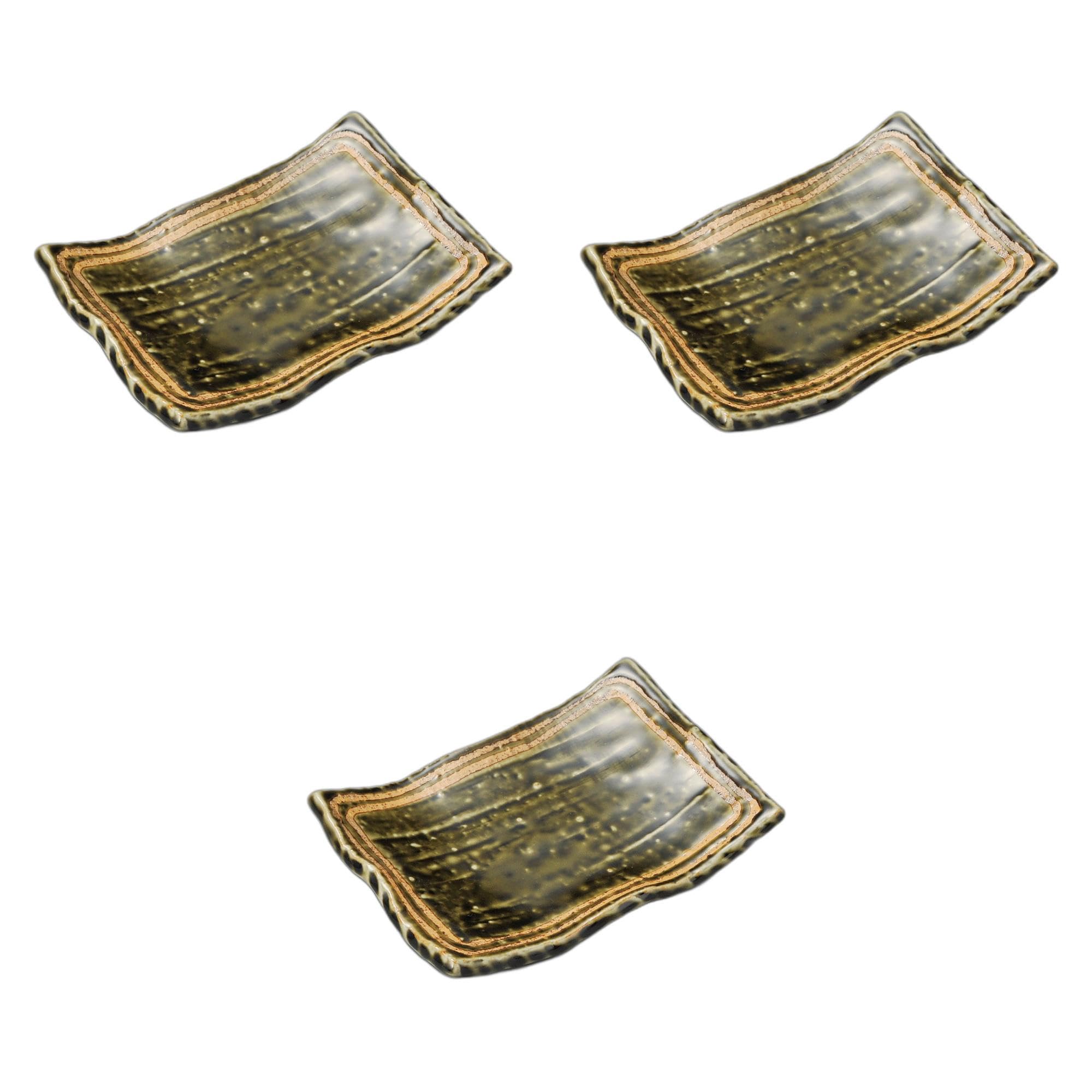 

Set of 3 Oribe Line Plates x x Ceramic Pottery Plates by Setomonohonpo 6.0 Four-legged [16.5 11.5 2.5 cm]