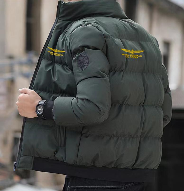 

Осінньо-зимовий чоловічий візерунок з друкованим логотипом Golden Wing Honda Coast Car Driver Standing Collar Warm Cotton Clothes 5XL жовтий/армія зелений колір