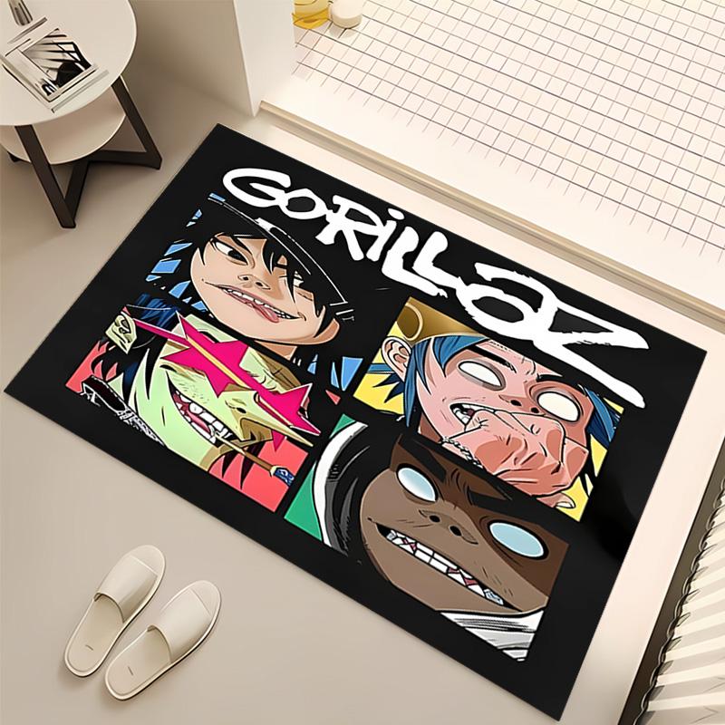 1pc Gorillaz band Print Area Rug - Soft, Washable Non-Slip Indoor Mat, Living Room, Home Office Decorative Rug,Office Decorative