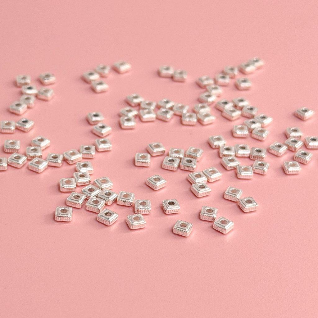 S999 Sterling Silver Square Spacer Beads for DIY Jewelry
