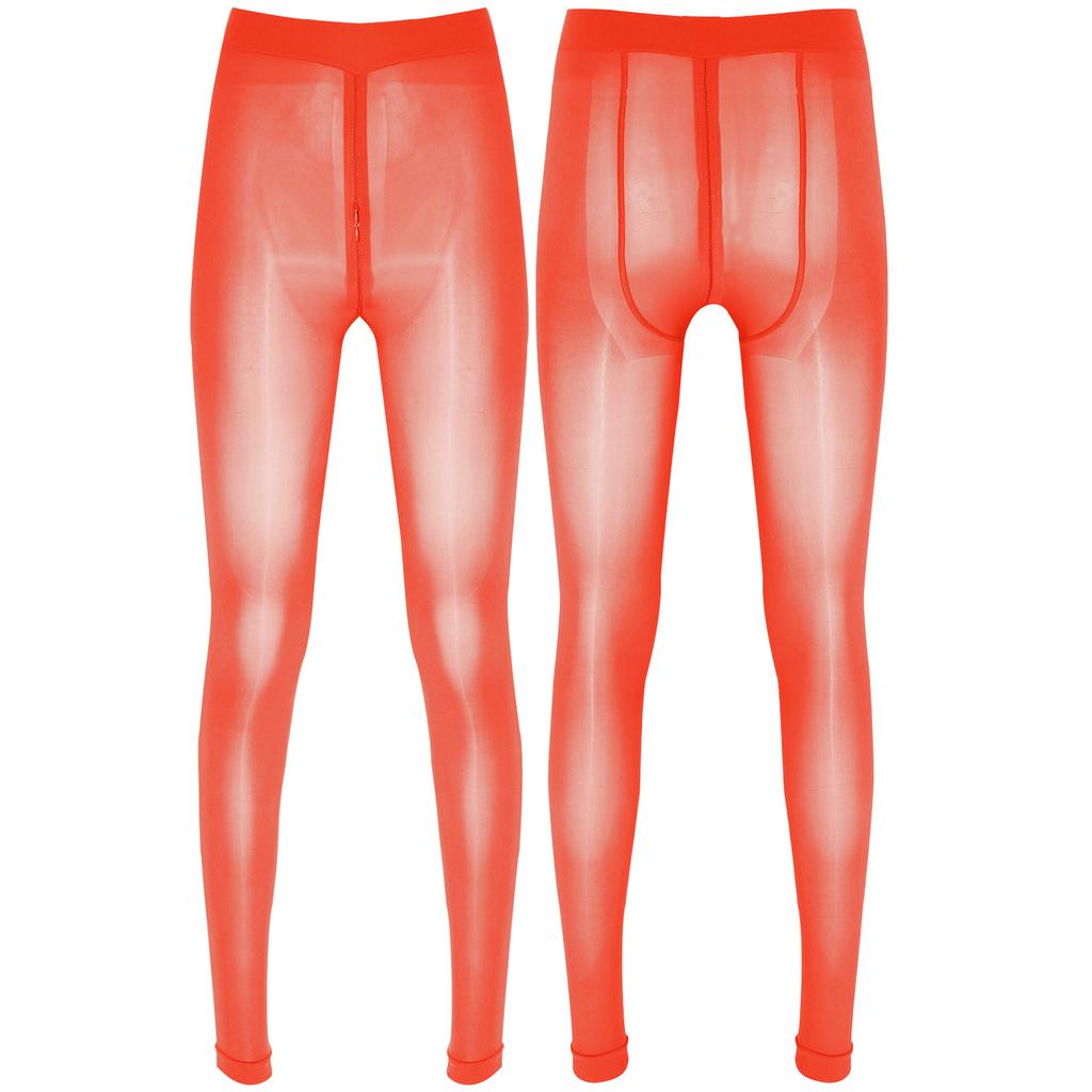 Womens Solid Color Skinny Leggings Glossy Sheer Tights Pantyhose Stretchy Zipper Crotch Tights Pants Stockings See-through