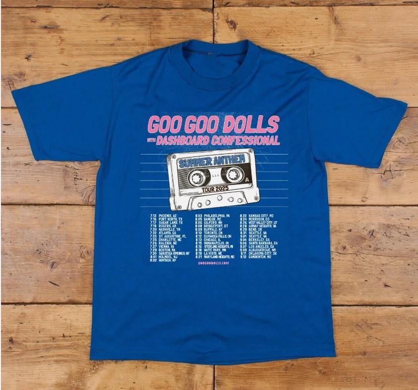 Goo Goo Dolls Summer Anthem Tour 2025 T Shirt Blue All Size Unisex T-Shirt S