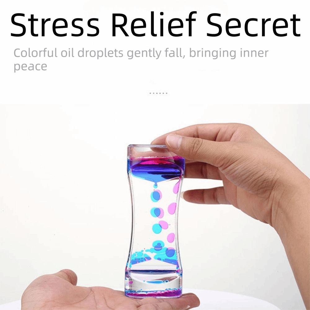 Double Colors Oil Hourglass Timer Creative Acrylic Floating Motion Bubble Timer Descending Sensory Bubble Visual Oil Hourglass