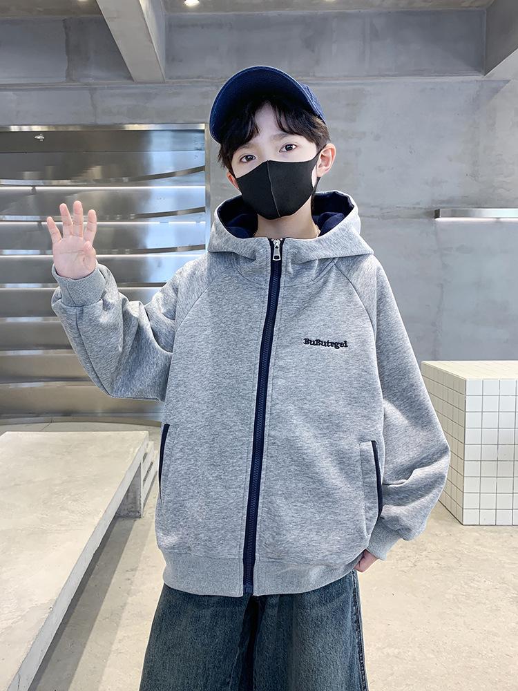 Boys' 2025 Autumn Hooded Top - Casual Korean Style for Older Kids