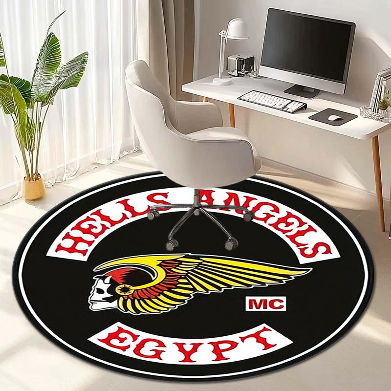 Gang violence Motorcycle enthusiasts Hells Angels Motorcycle Club circular carpet is soft, home, bedroom, door mat decoration, and non slip carpet E5