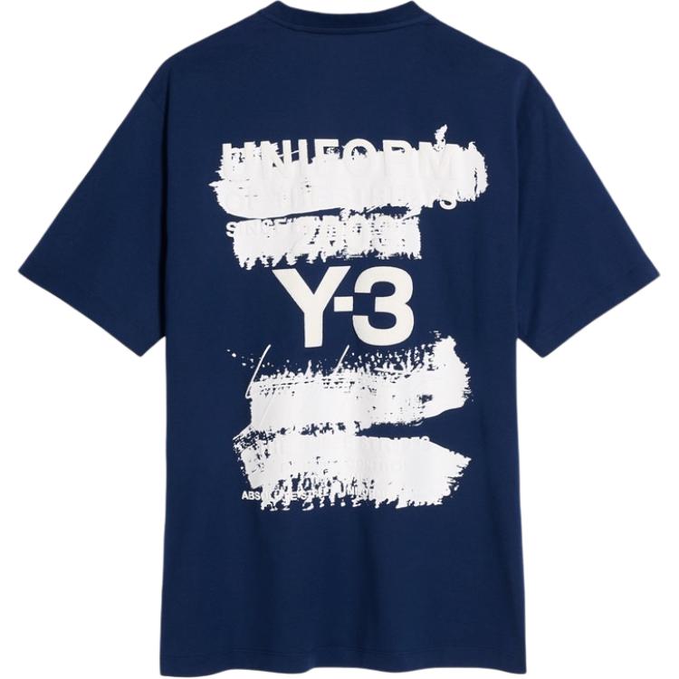 

adidas x Y-3 U GFX Футболка с коротким рукавом Темно-синяя Унисекс Уличная одежда JM7816 M