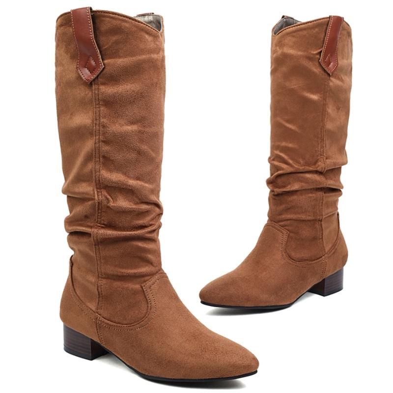 Autumn Winter Knee High Boots Women Black Brown Suede Women's High Boot Casual Low Heels Fashion Long Party Shoes Lady Big Size