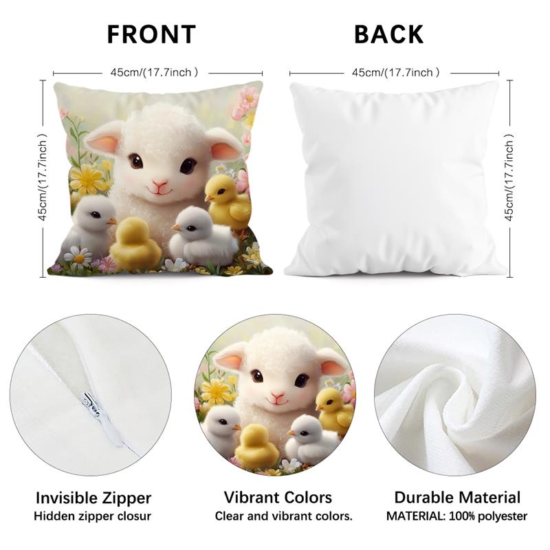 1 Pc Cute Sheep Pillow Cover For Home Living Room Bedroom Sofa Office Decorative Pillowcase Soft Throw Pillows 45*45 Cm