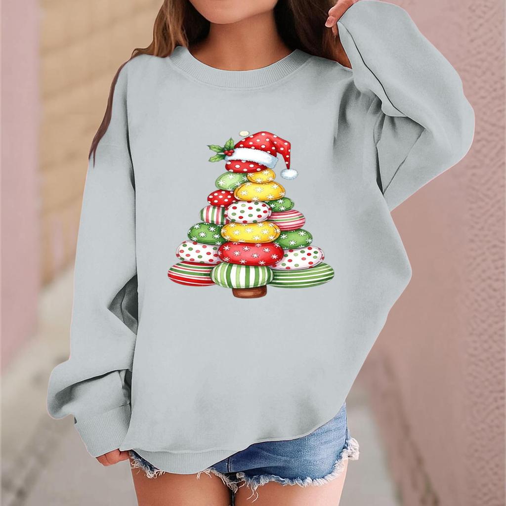 Children's Fashionable Casual Long-sleeved Loose Christmas Print Pullover Sweatshirt