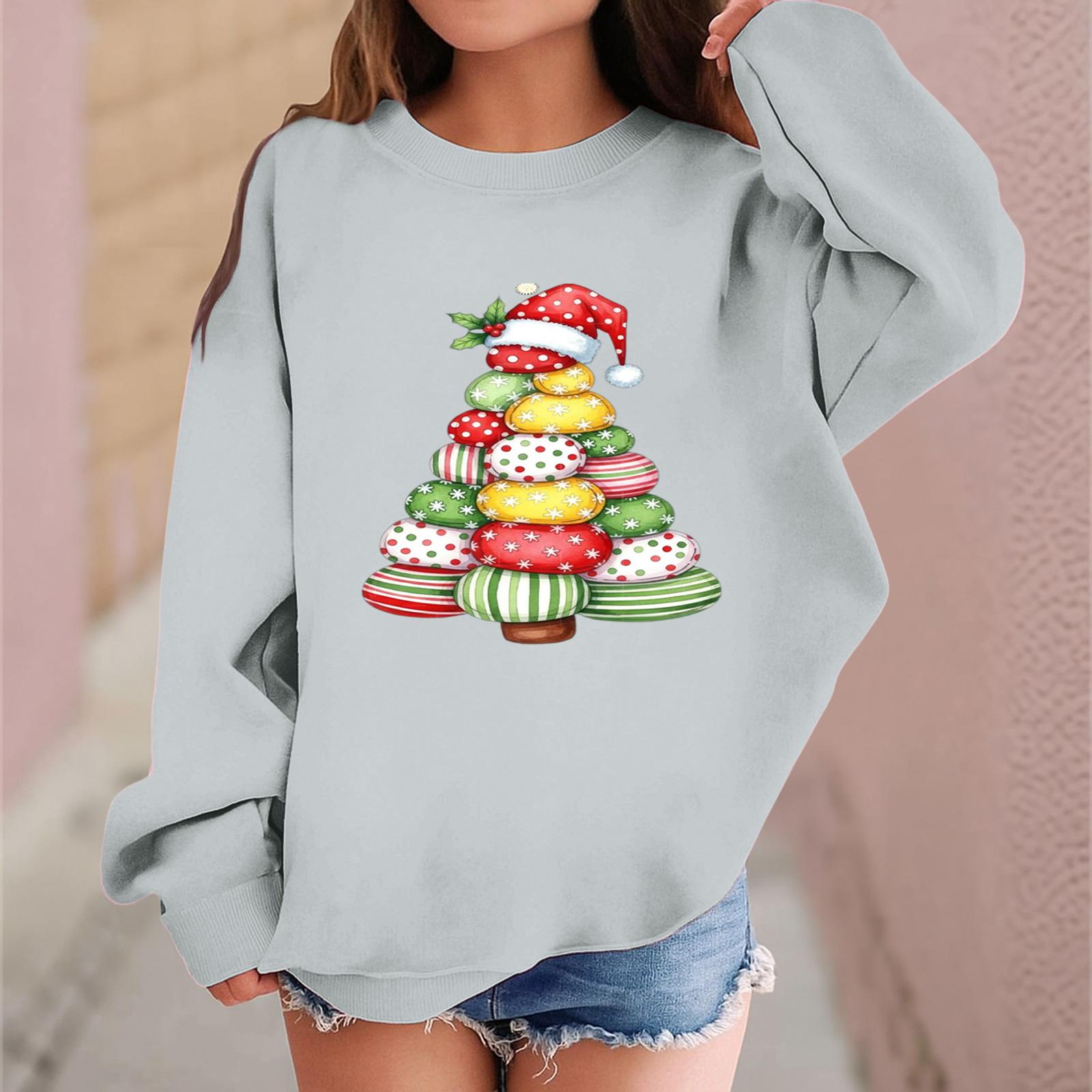 Детский модный повседневный пуловер с длинными рукавами и свободного кроя с рождественским принтом 130