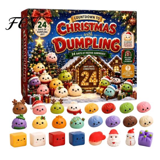 Christmas Advent Calendar Squeezy Toy 2026, 24 Days Dumpling Toys Countdown Plush Calendar, Decor Jumbo Mini Glitter for Stress Relief Festive