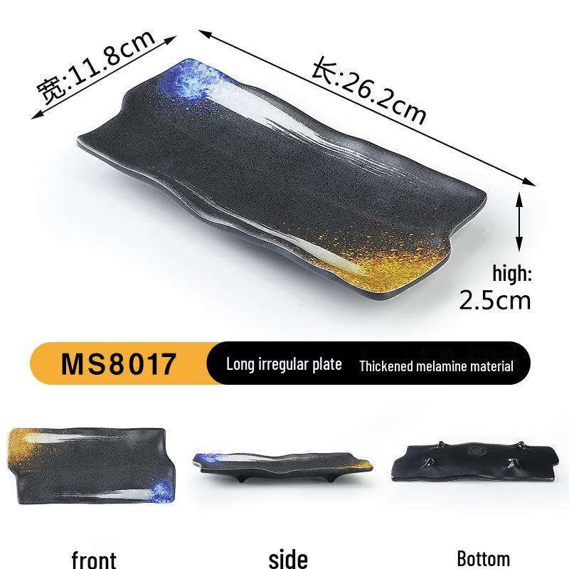 Japanese Retro Melamine Rectangular Plate for Hot Pot, Sushi, Yakiniku, and Barbecue