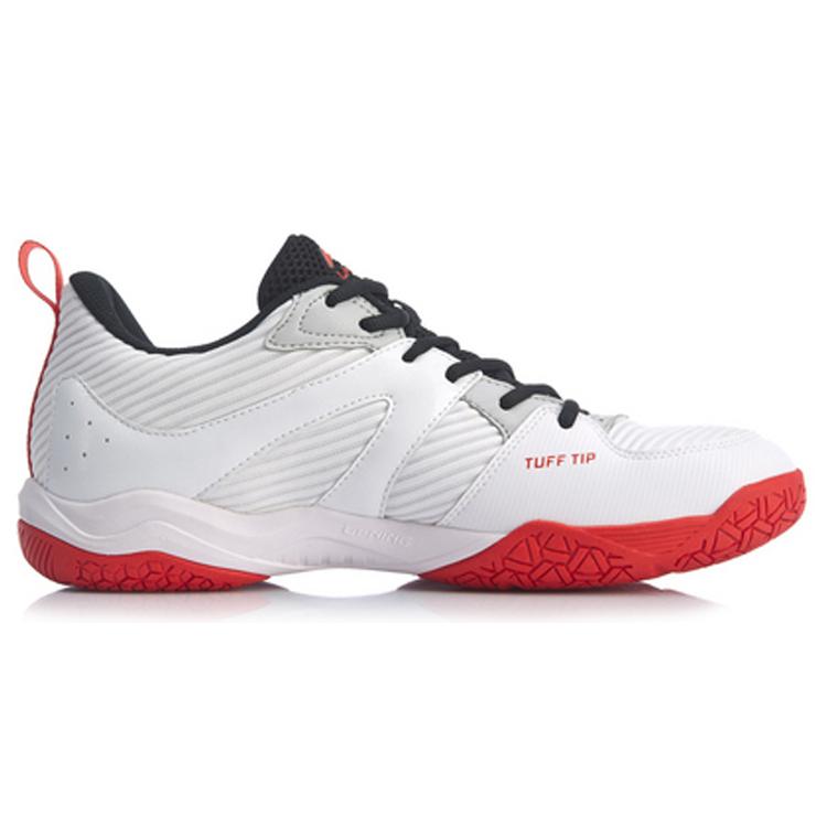 Li Ning Textile, Synthetic Leather Cushioning, Wear Resistant Low top Badminton Shoes Men's White Red AYTQ017-1