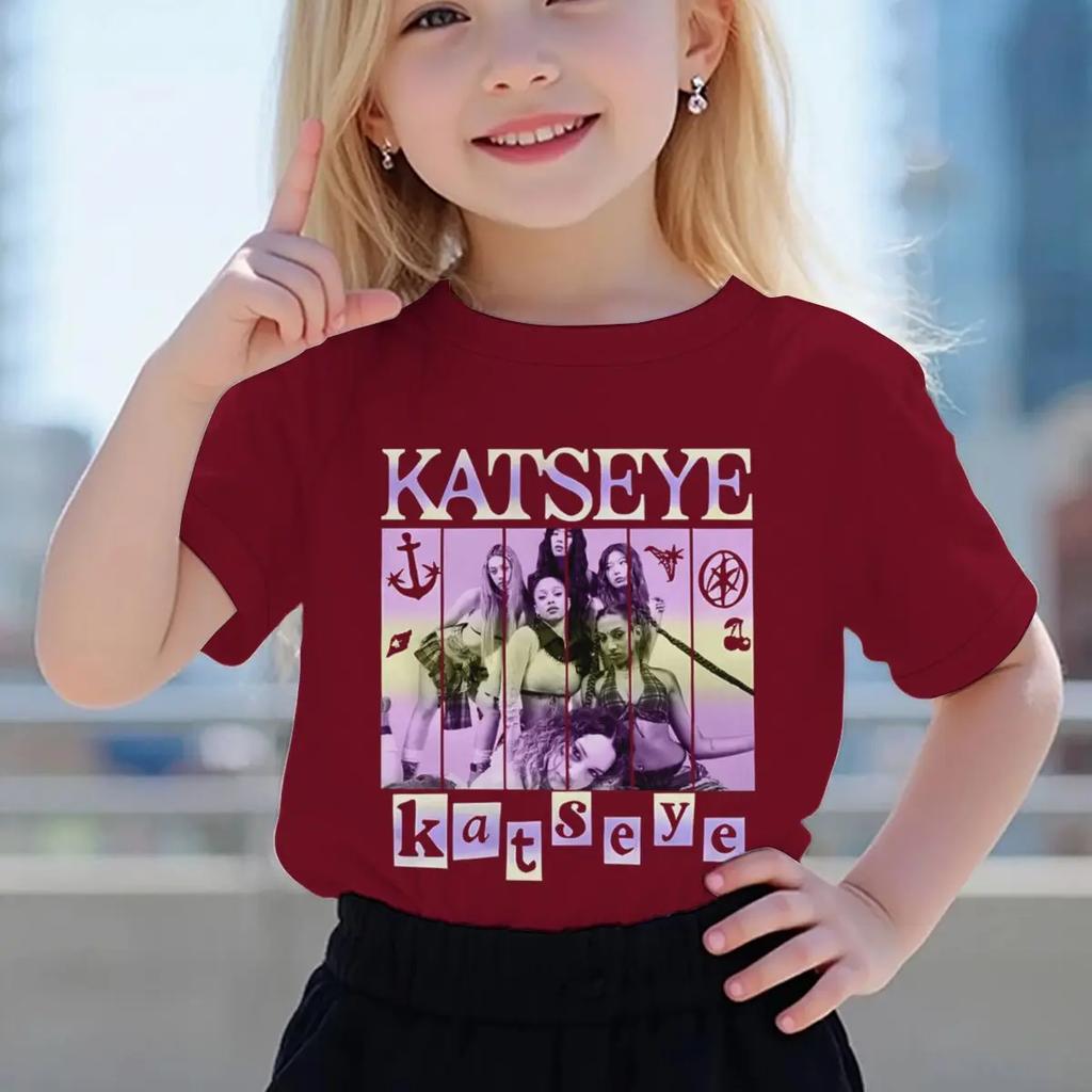 Katseye Print Mädchen T-Shirt Kleinkind Oberteil Sommer Kurzarm Oberteile Mädchen Gruppe Katseye Grafik T-Shirt Kinder Freizeit T-Shirt