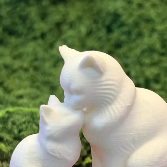 Niedliche Katzenfigur, Mutterkatze und Kätzchen 3D-gedruckte Skulptur, Sammlerkatzenstatue für Innenbereich, Büro, Tisch, Regal Dekor, Geschenke für Katzenliebhaber