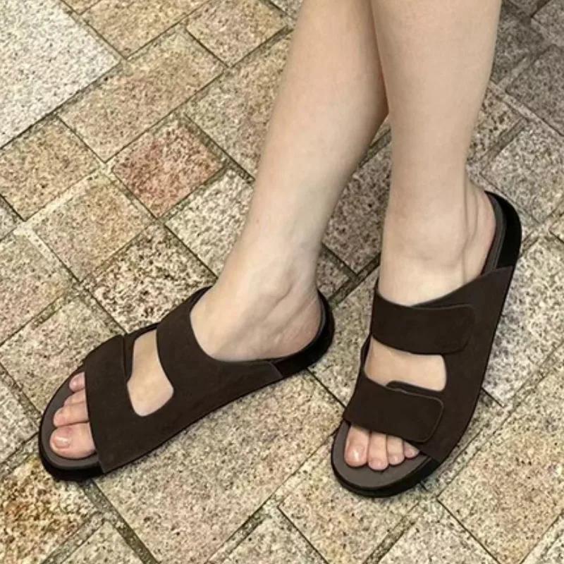 Módní obuv pro ženy Horký prodej Pantofle pro ženy s otevřenou špičkou Letní Řím Jednobarevné Venkovní Ležérní Ploché Pohodlné Pantofle Zapatos De Mujer