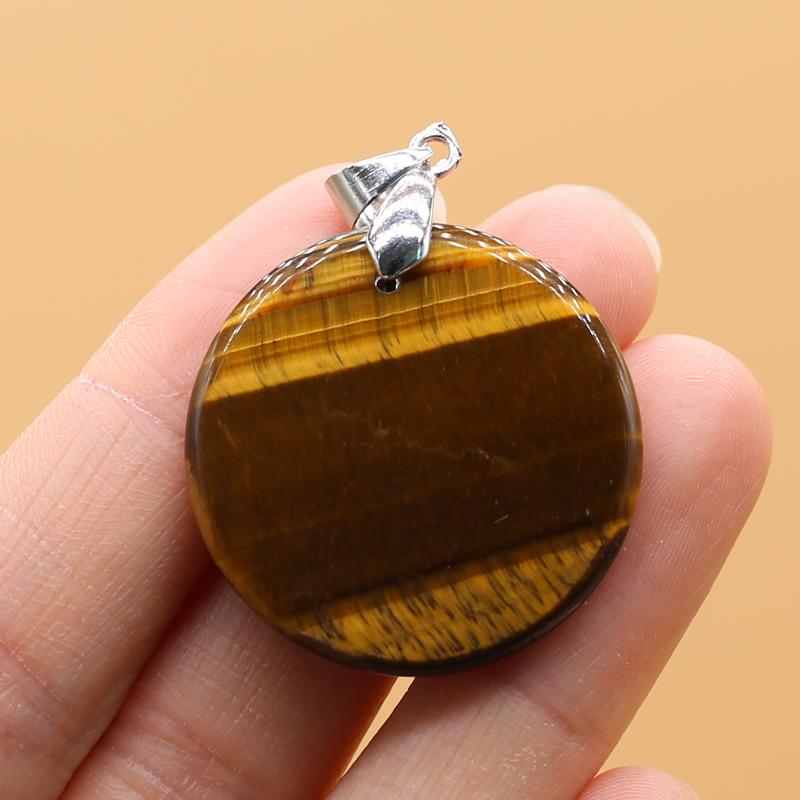 

1 шт. кулон с кристаллами исцеления ауры, модные круглые подвески из натурального камня для самостоятельного изготовления ожерелий, серег, украшений, аксессуаров, креативных ювелирных изделий, подарков 1Pc-30mm