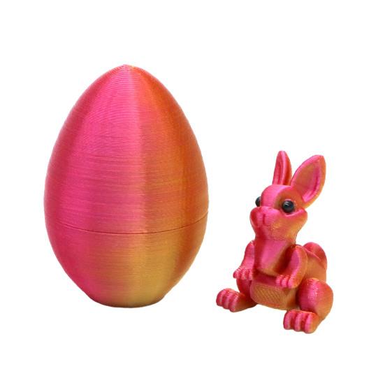 Påskhare Öra Äggprydnad med Ledad Kanin Inuti 3D-printad Rörliga Leder Kaninfigur Fidgetleksak Påskhelg Festdekoration