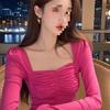 Oversized T Shirt With Square Collar And Embroidery For Spring Fashion