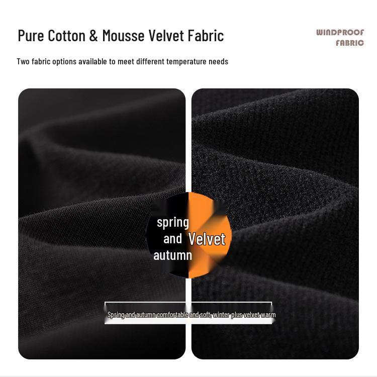 Women's Black V-neck Long-sleeve Slim-fit Thermal T-shirt with Velvet for Autumn/Winter