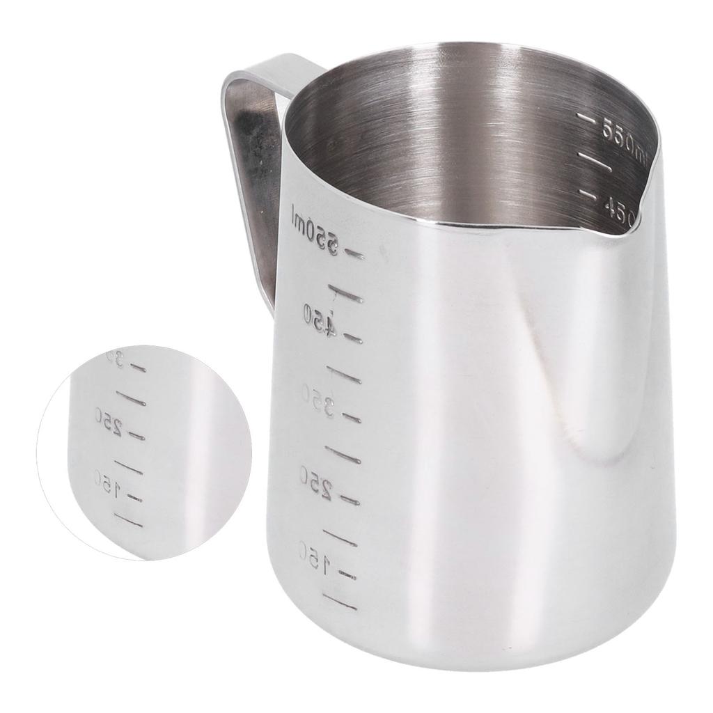 Milk Frothing Jug Mug Stainless Steel Foam Making Coffee Pitcher with Measuring Scale for Home Party Bar550ML