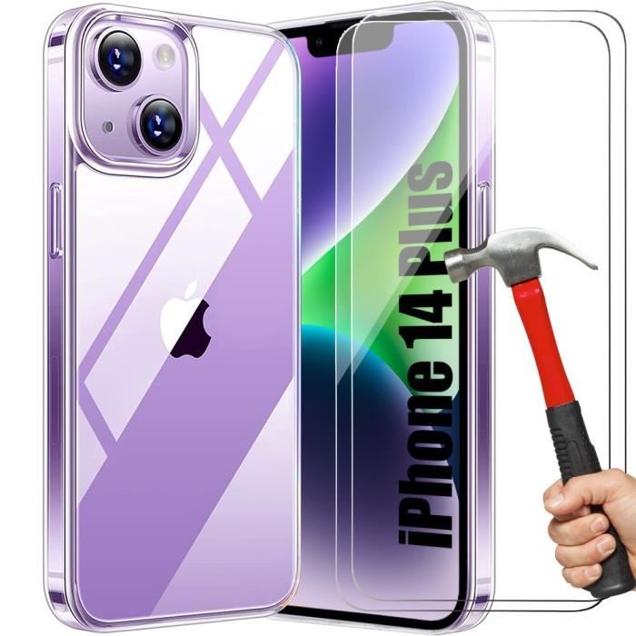 Case for iPhone 14 Plus (6.7 ") + 2 Tempered Glasses, Thin Non-Slip Transparent Protection