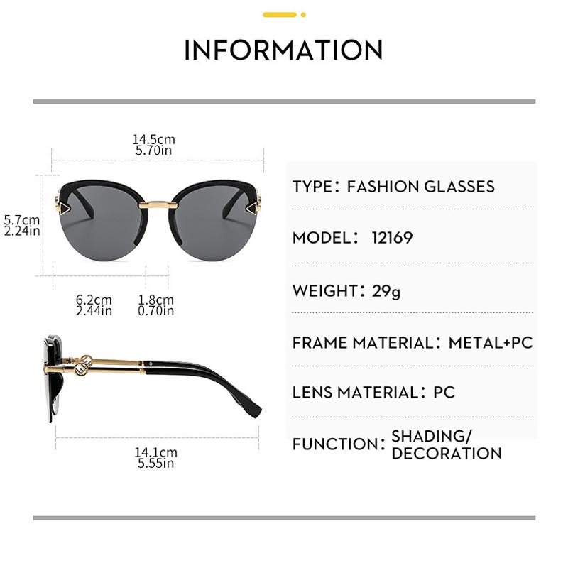 Xiaomi Ladies' Fashion Cat Eye Trendy Half Frame Sunglasses Personalized Sunscreen Fashion Sunglasses 6073