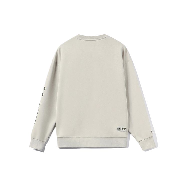 Li-Ning Classic Series Embroidered Logo Pullover Sweatshirt Men Sweatshirt Beige AWDR851-1