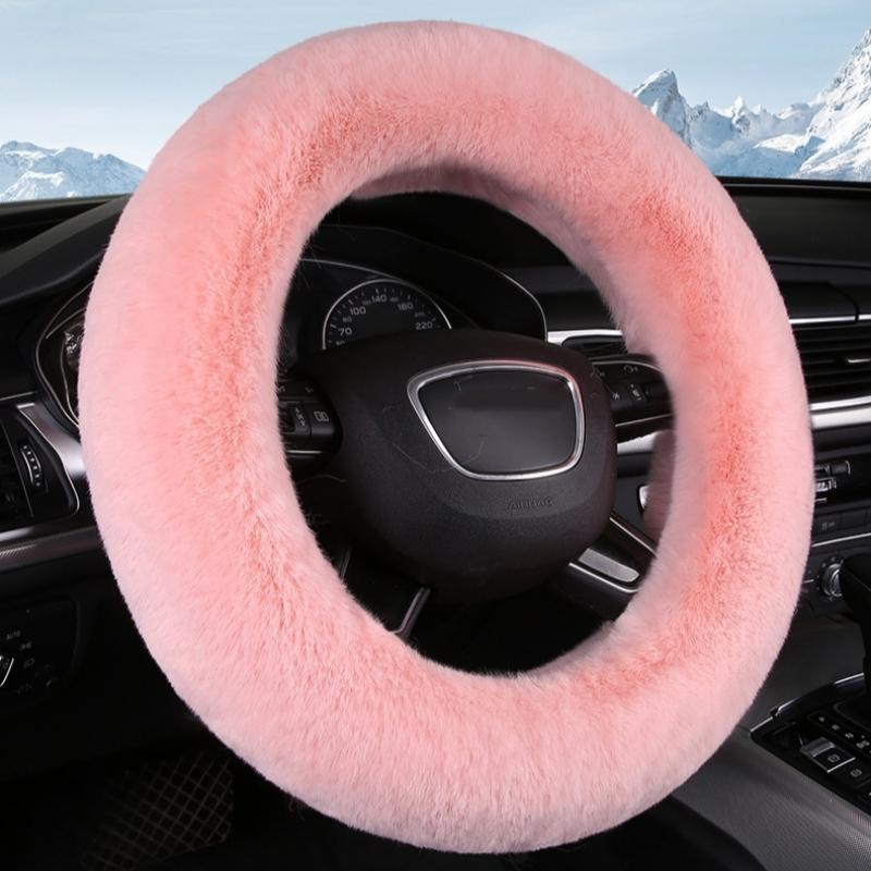 Luxurious Long-Haired Plush Steering Wheel Cover, No Inner Ring, Washable Rubber - Cozy & Warm Grip for Winter Car Comfort