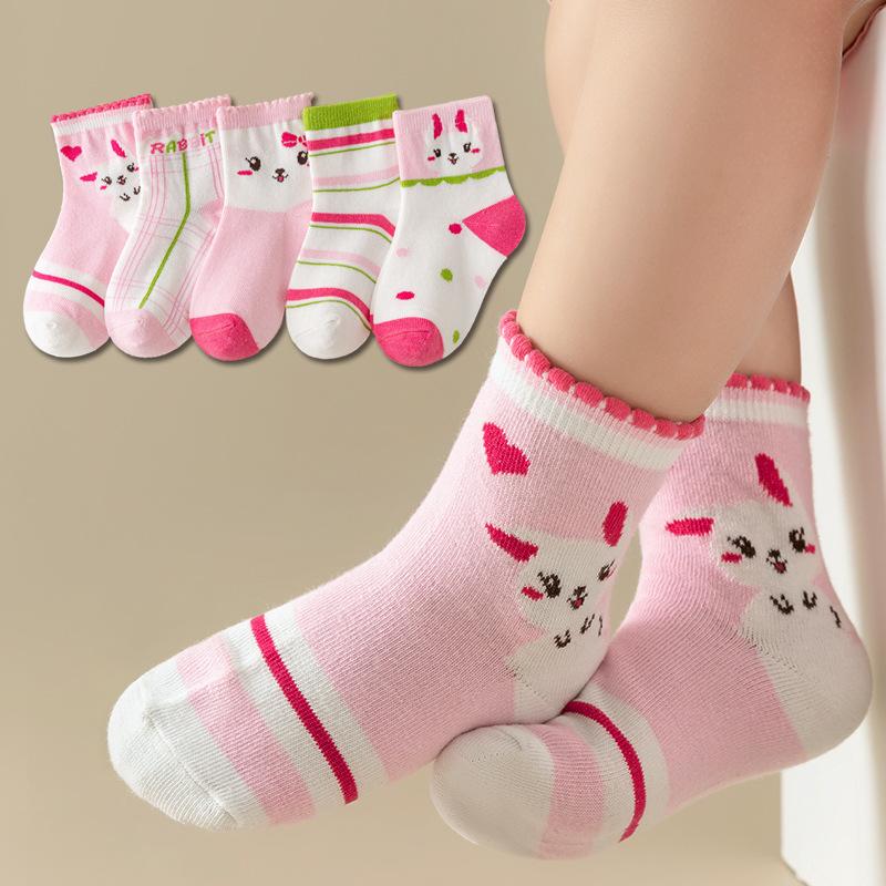 5 Pairs Baby Cotton Socks Soft Cartoon Short Socks For Newborn Toddler Kids Boys Girls Age 0-10 Years Cute Sports Ankle Socks