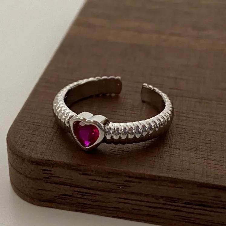 Ring Zircon Heart Rings For Women Cute Fine Jewelry Minimalist Adjustable Accessories Gift  HipHop Party Wedding Creative