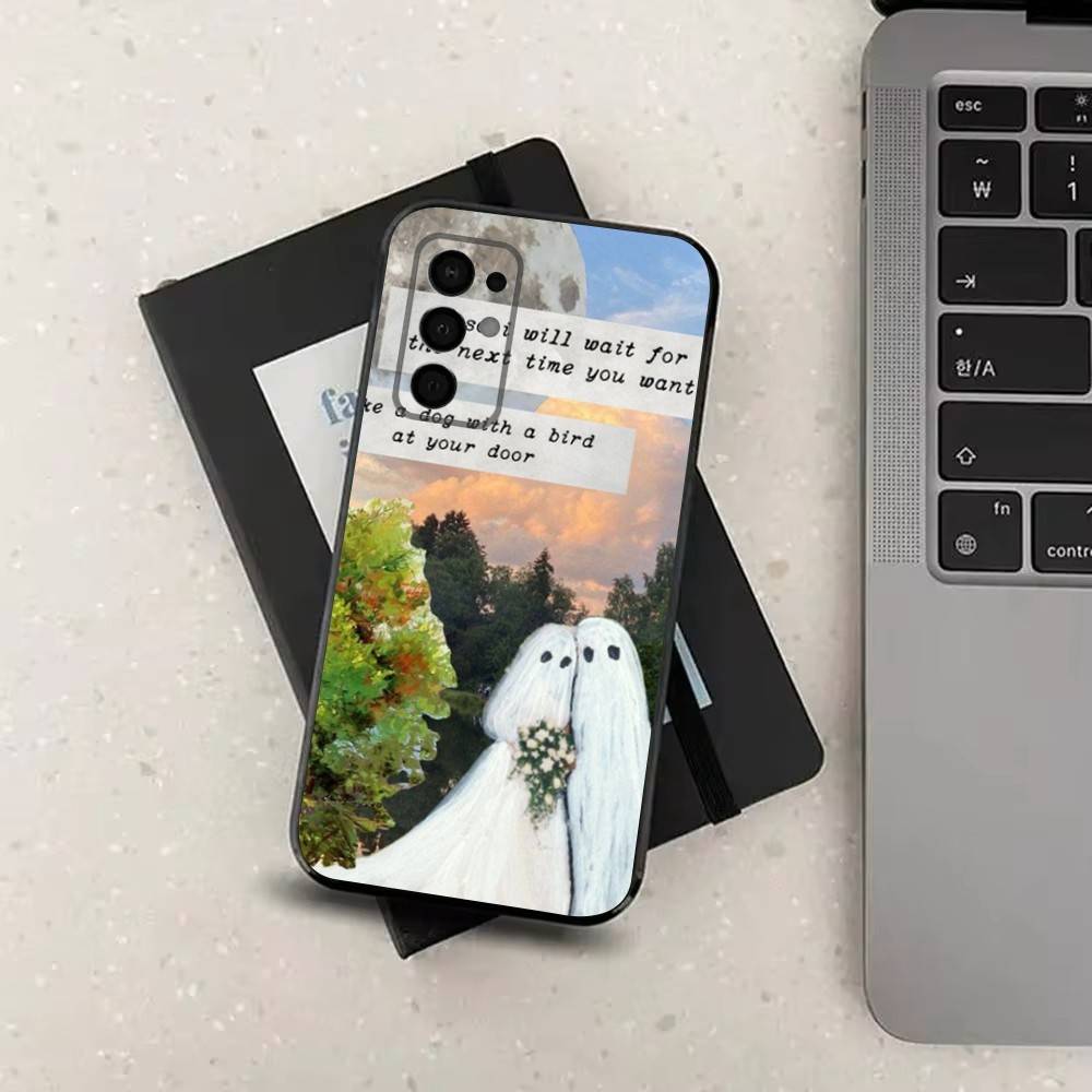 Lovely Ghost Case For Samsung Galaxy A73,72,41,J7,22,Note,31,8,9,52,71,53,32,Soft Black Silicone Cover