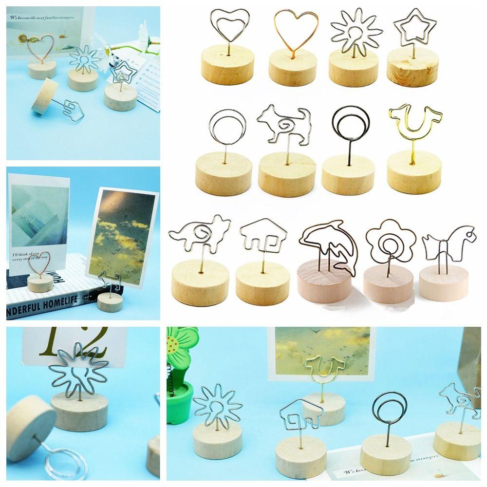 Ornament Heimdekoration Foto-Clips Runde Holzbasis Bildhalter Rahmen Nachrichtenpapier-Halter