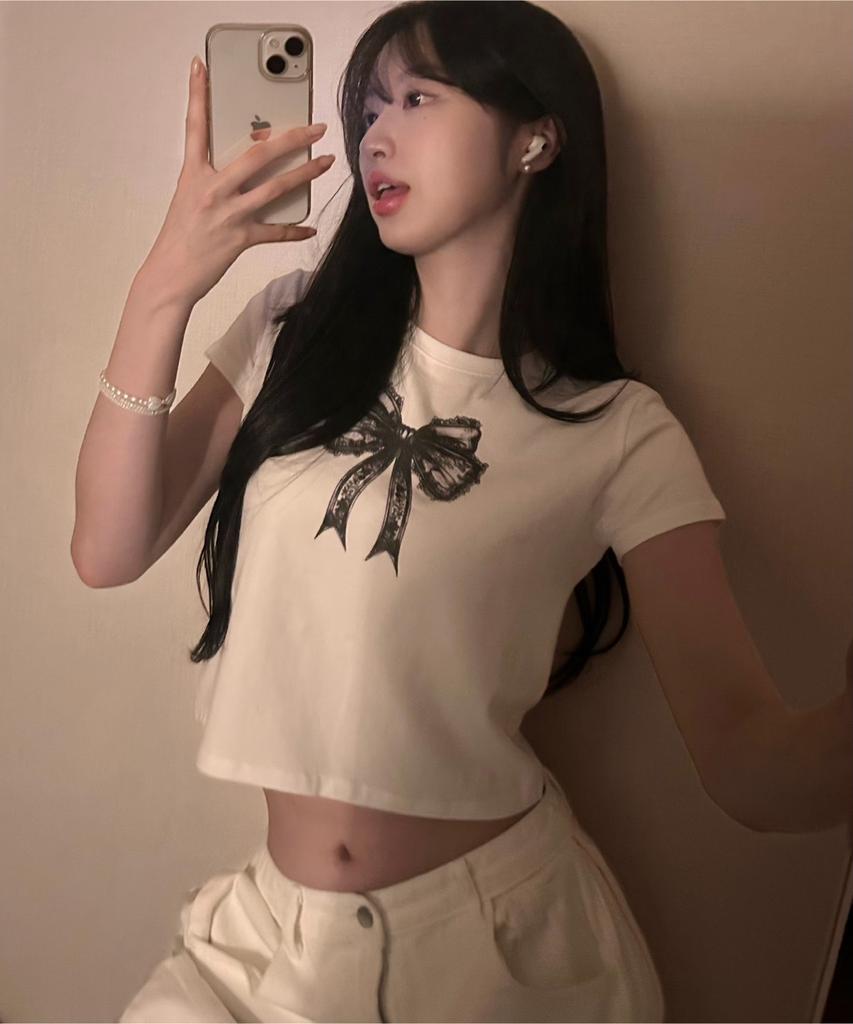 Damiswi Lace Ribbon T-Shirt_White