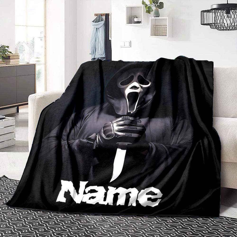 Custom Name Grim Reaper Humor Party Blanket For Couch Bed Plush Cozy Fuzzy Blanket Super Soft Warm Blankets For Fall And Winter 0916130